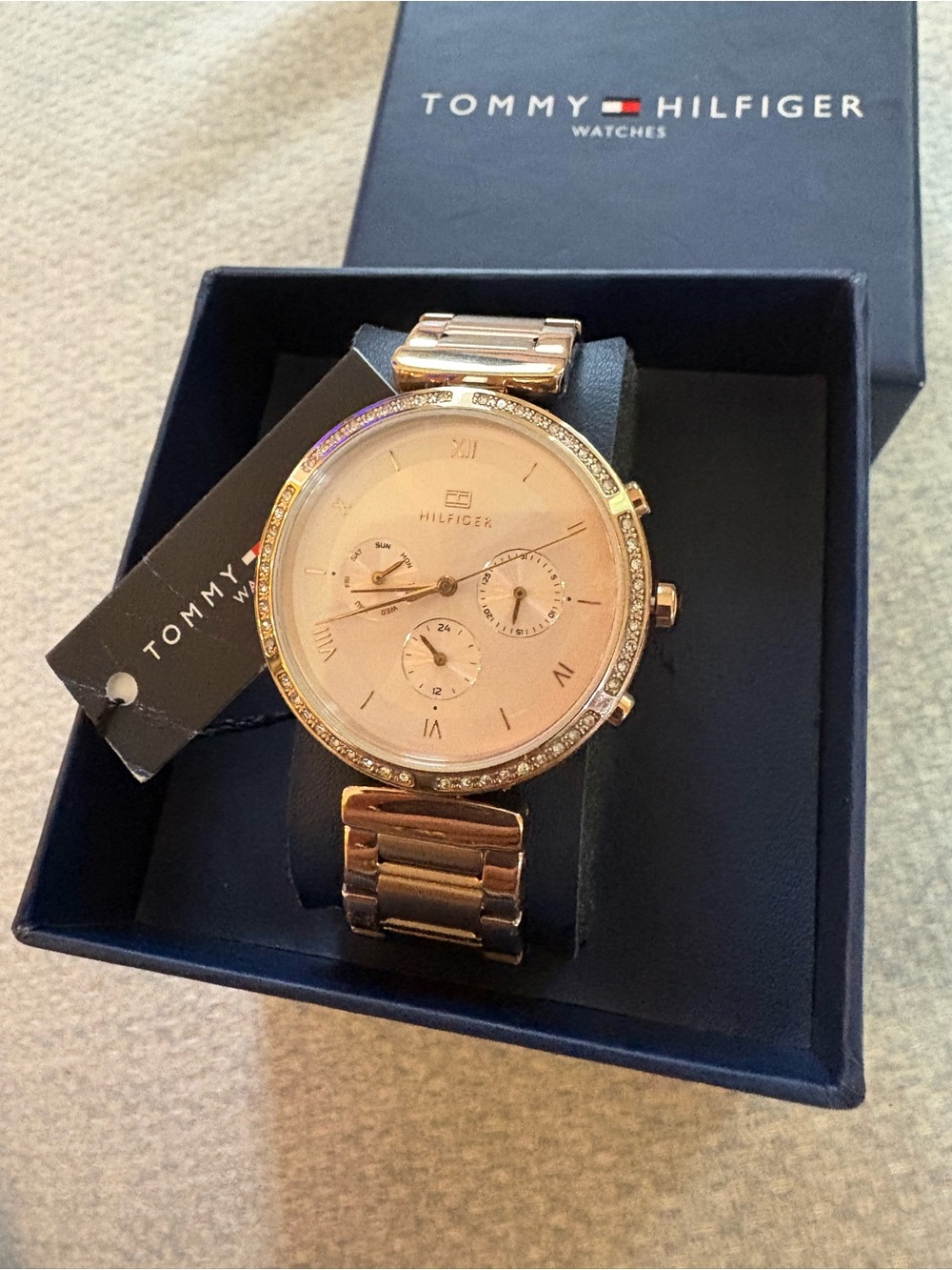 Tommy Hilfiger Rose Gold Crystal Bezel Bracelet Watch